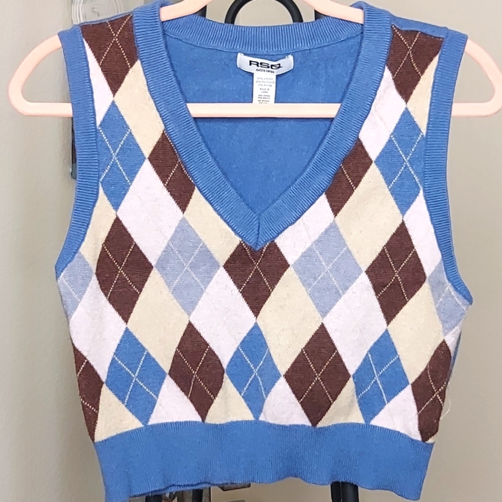 Tilly's Argyle Cropped Sweater Vest